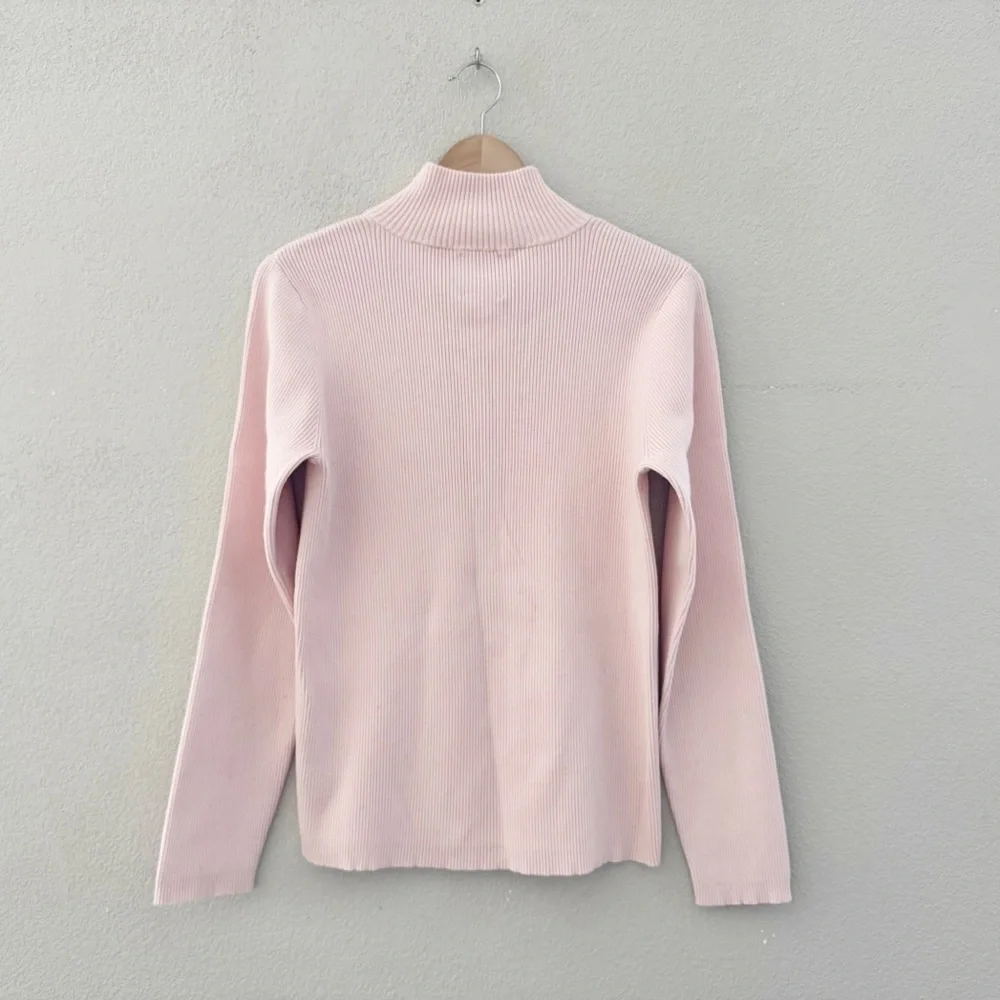 Vintage Ralph Lauren Polo Jeans Ribbed Mock Zip Sweater RL USA Flag Patch Y2K 90 - Picture 5 of 12